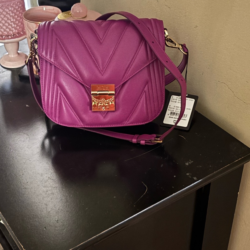 MCM Fuchsia Quilted Crossbody Bag